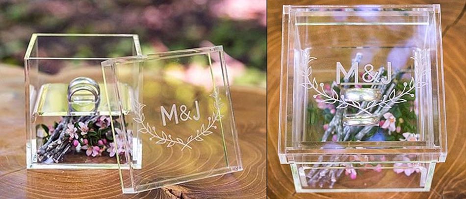 Custom wedding acrylic ring box