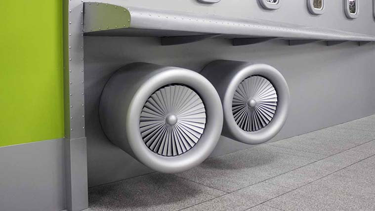 Airplane aluminum interior sign