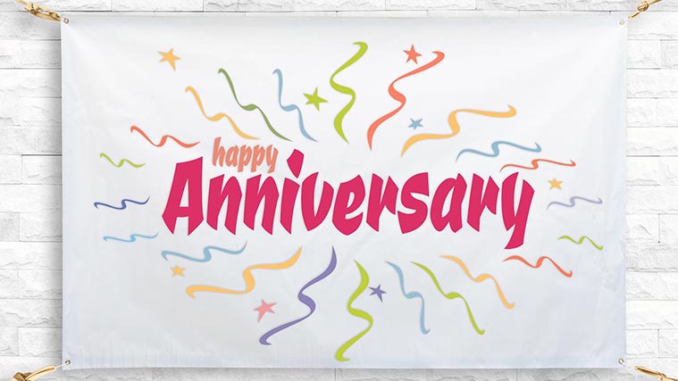 Anniversary fabric banner