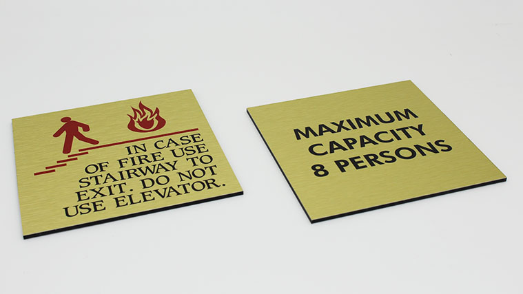 Brushed aluminum dibond safety sign