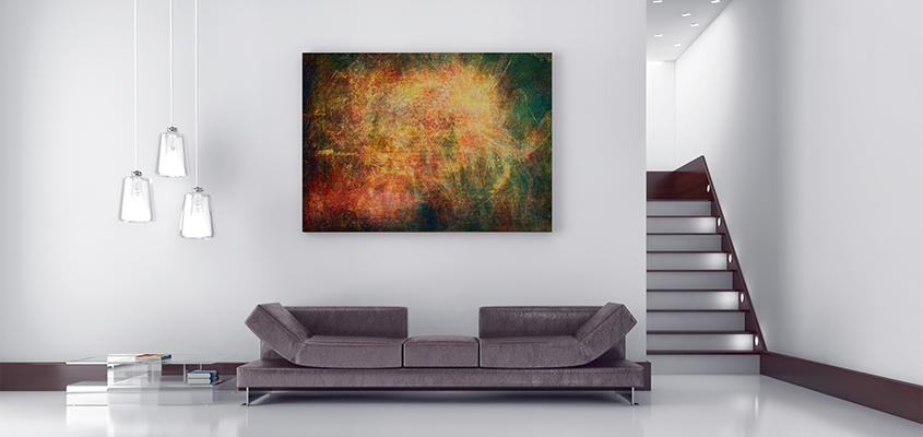 Wall-mounted canvas example inside a living room