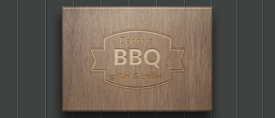 Daddy's BBQ grillin' & chillin' graved plywood sign