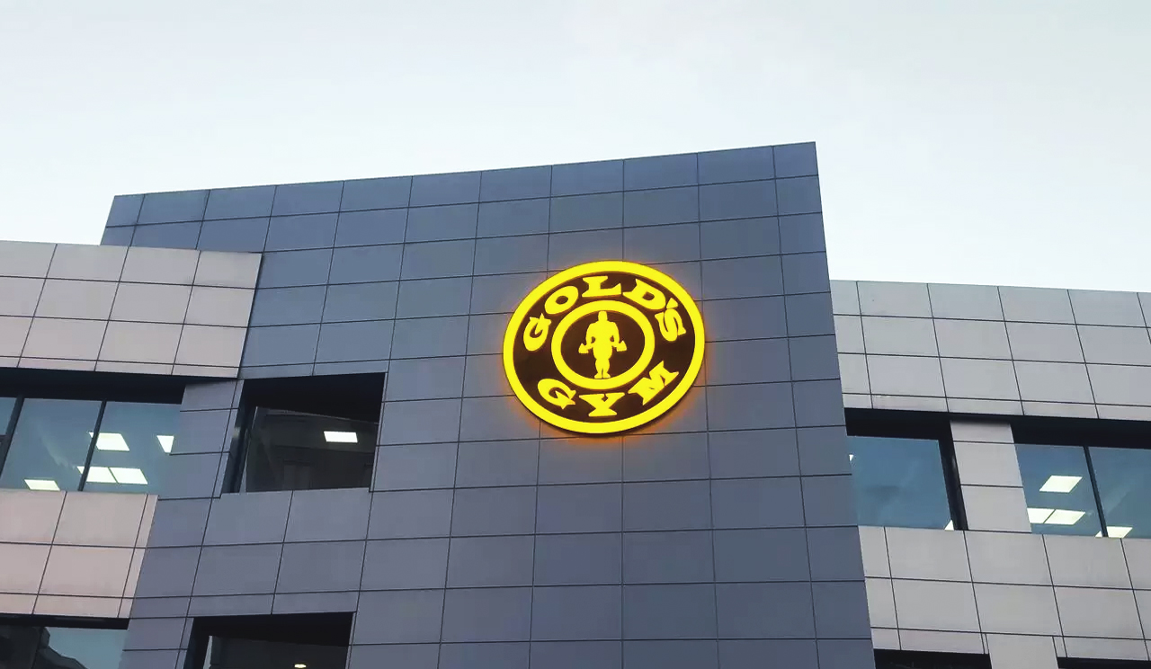 Gold's Gym logo with illumination