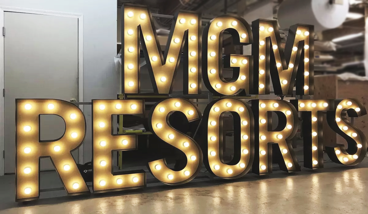 MGM Resorts logo with marquee style illumination