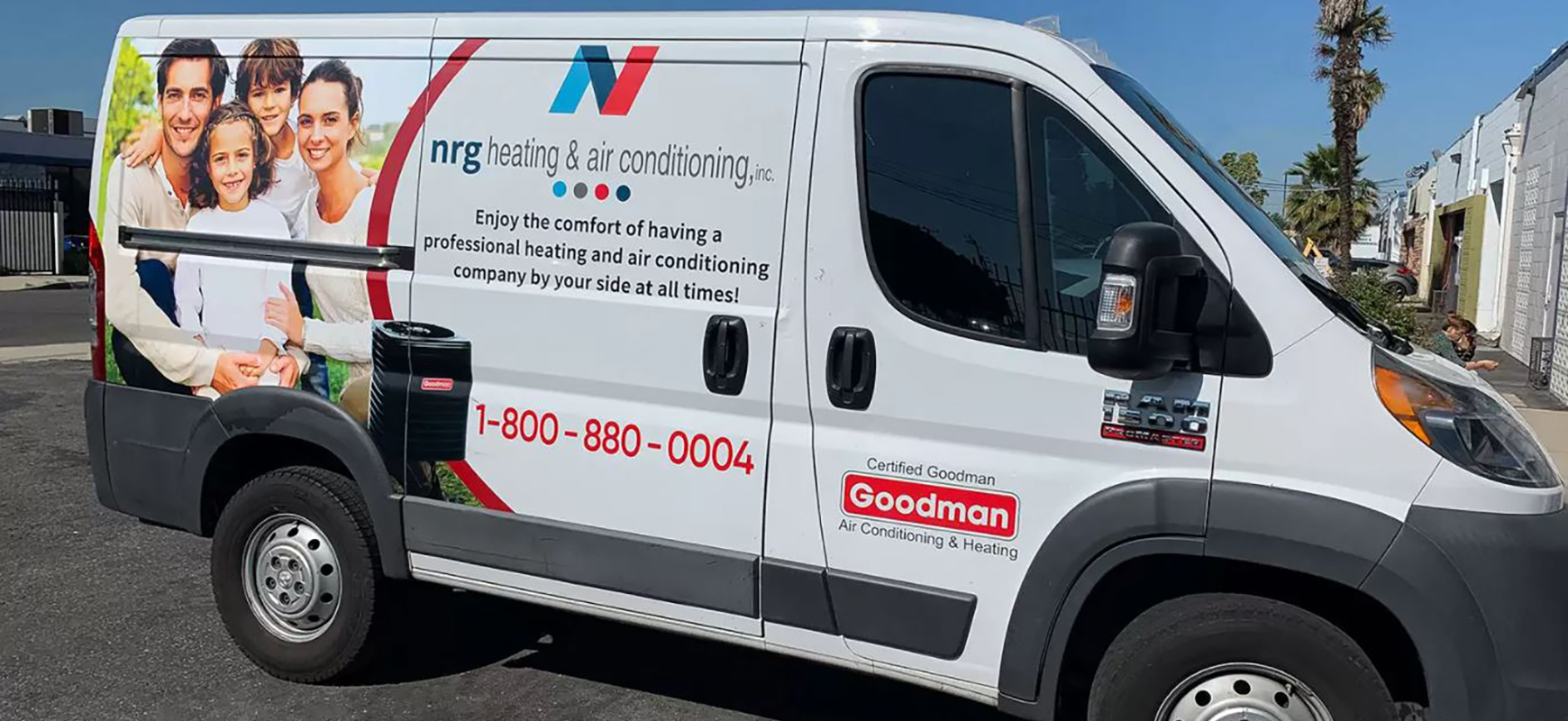 NRG van wrap in a promotional style made of opaque vinyl