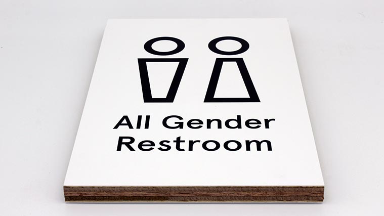 Plywood restroom sign