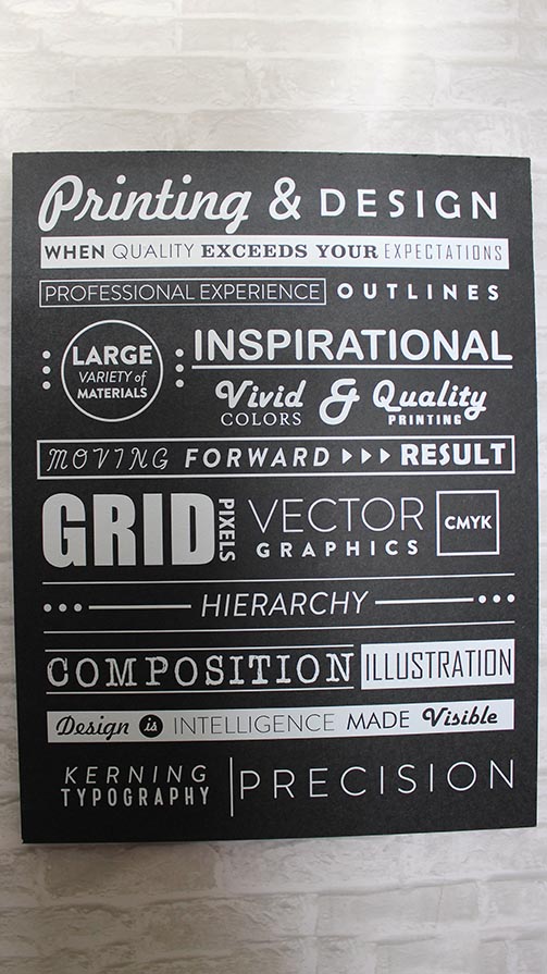 Printed gatorboard sample