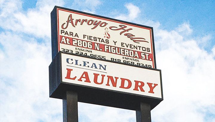 production site pylon sign displaying multiple business services for the companies' promotion