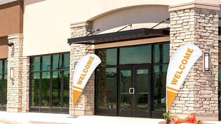 Welcoming teardrop flags