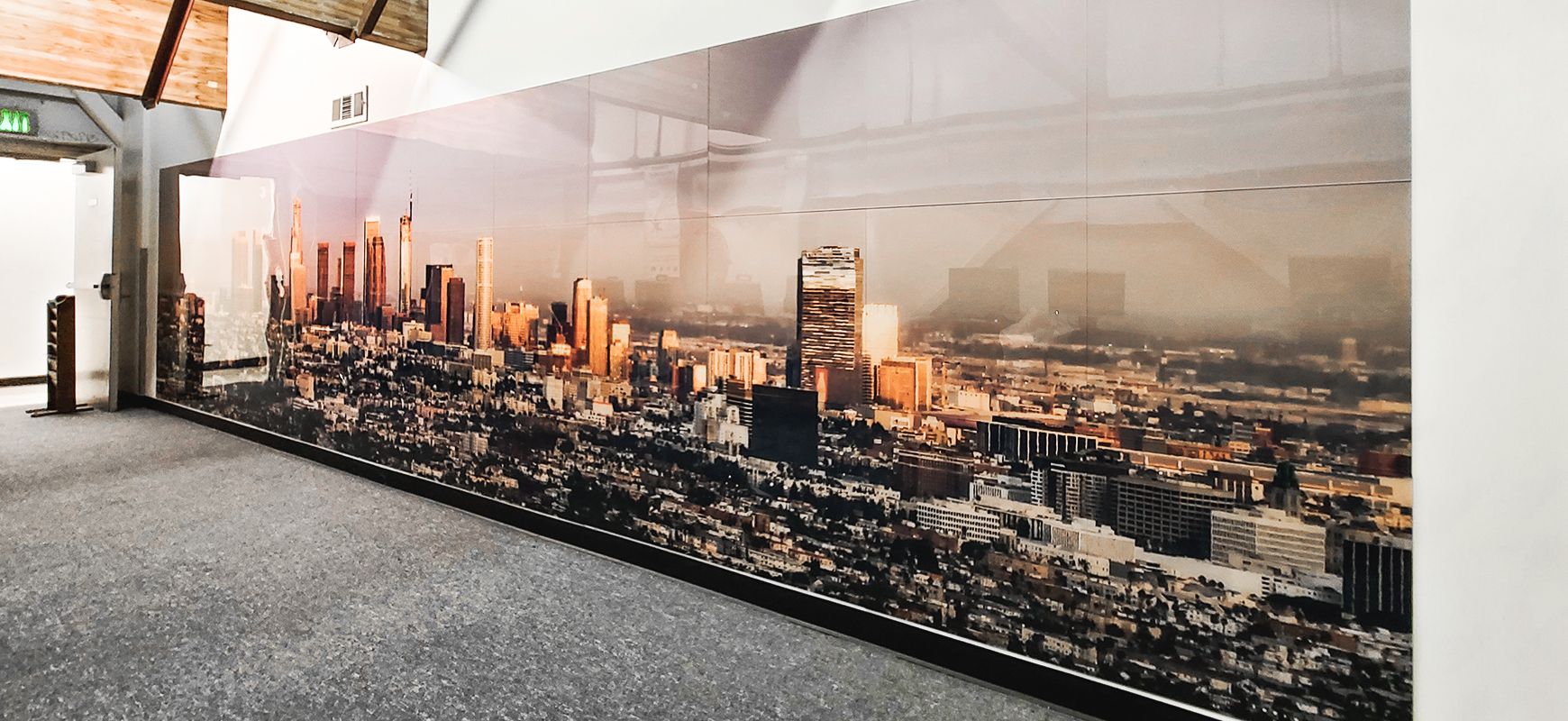 accent wall printed acrylic sign in a large size displaying a city scene