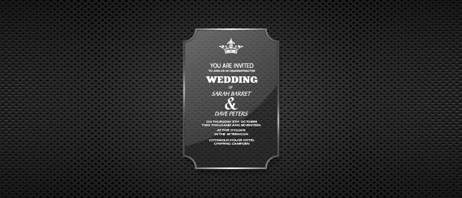 Wedding invitation card of acrylic material