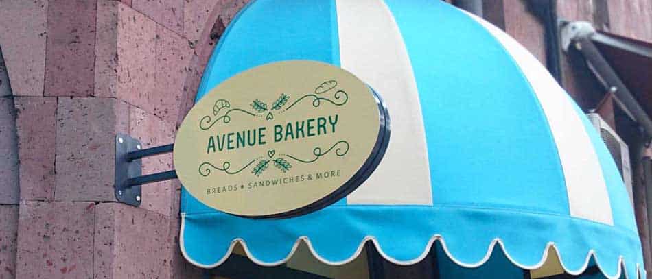 Avenue Bakery outdoor aluminum logo sign