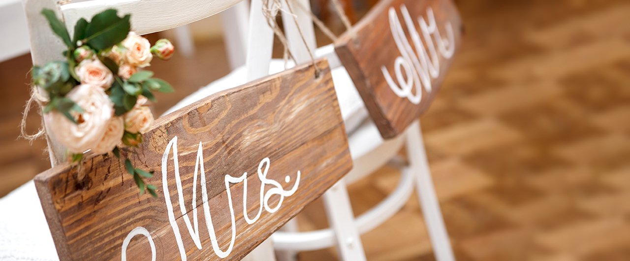 Mr & Mrs marriage hanging decor with wooden layout 2