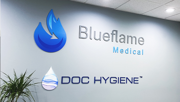 Blueflame Medical wall-mounted aluminum signs with brand name 3d letters for office branding