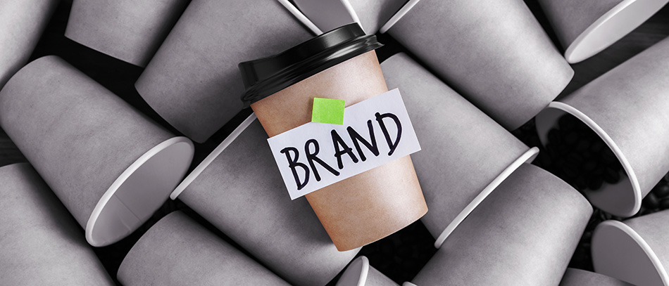 Brand name design on coffee cup