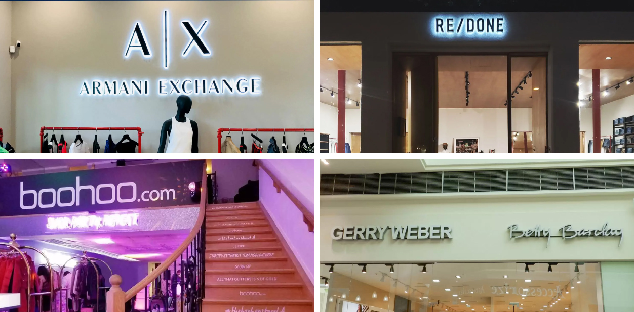 Clothing boutique sign ideas inspired by famous brands