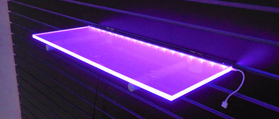 Pink lit frosted acrylic shelve