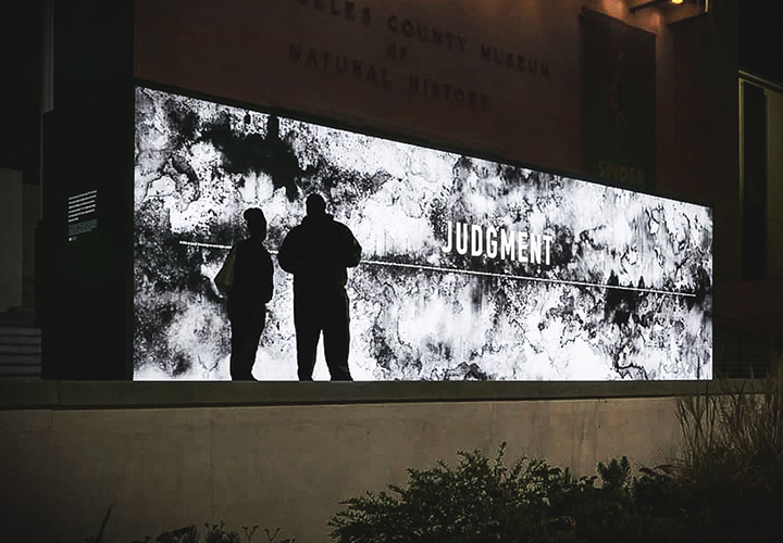 Annenberg Space for Photography event sign in the form of a custom light box