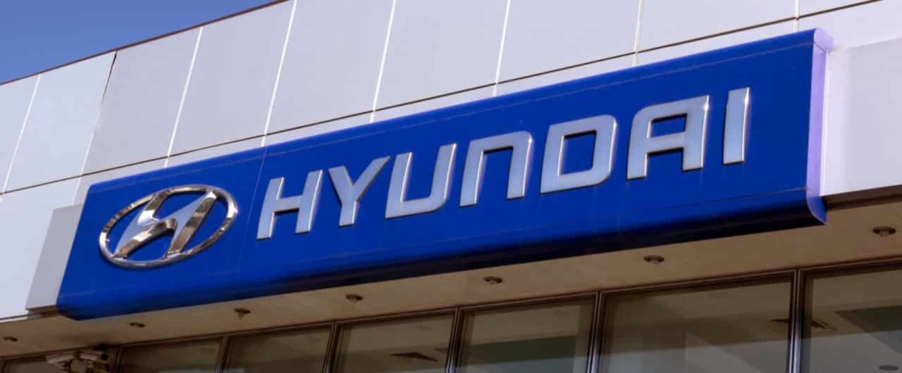 Hyundai logo gray and blue 3D aluminum sign - Front signs