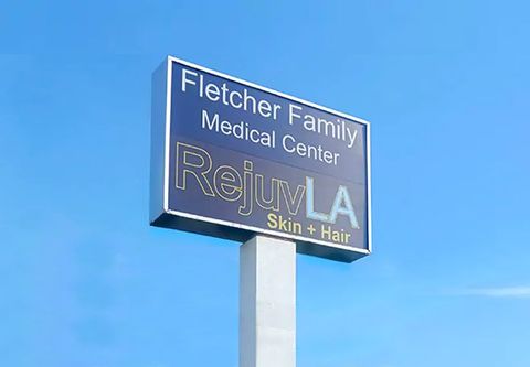 Fletcher Family Medical Center pylon sign displaying company name made of lexan