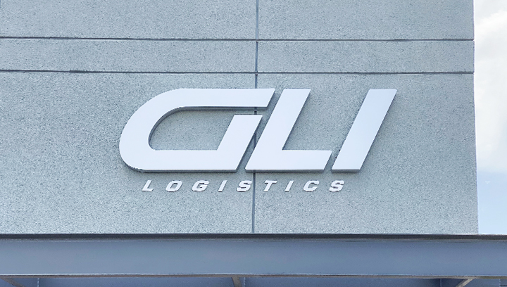 Gli Logistics business aluminum sign with brand name 3d letters for outdoor branding