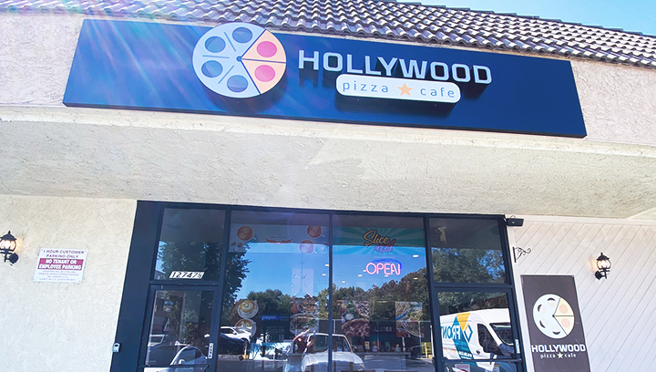 The Hollywood Cafe outdoor light box signs made of aluminum and acrylic for branding