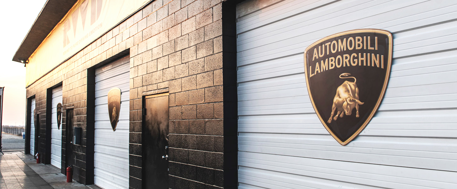 Lamborghini custom aluminum signs displaying the company logo made of dibond