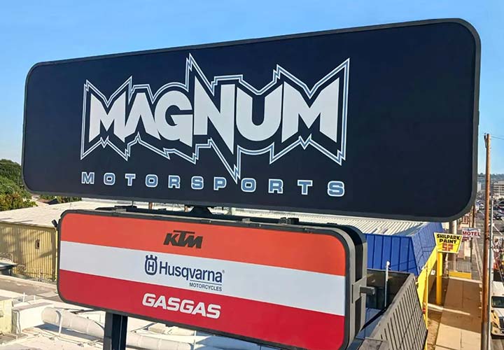 Magnum Motorsport lightbox sign in a large size made of lexan for outdoor branding