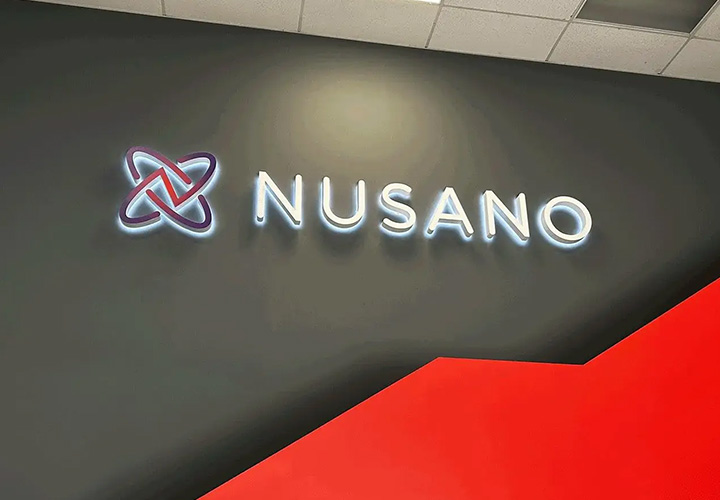 Nusano channel letters in white made of aluminum and acrylic for interior branding
