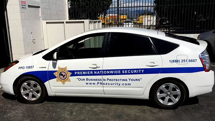 Premier Nationwide Security car graphics made of opaque vinyl