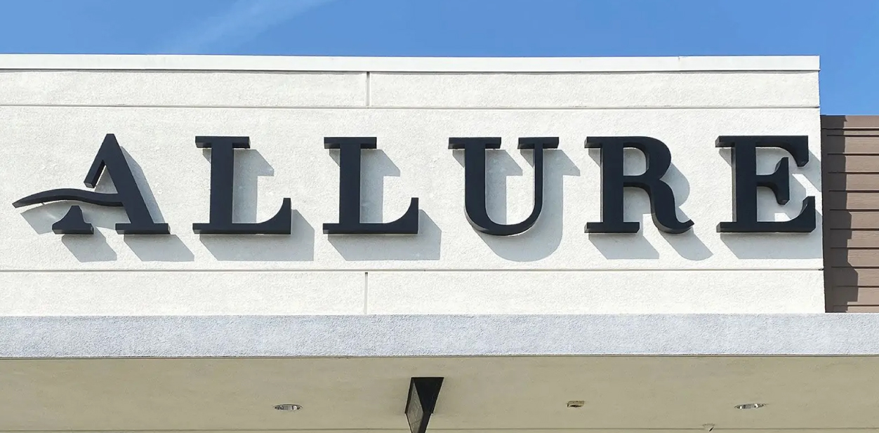 Unique and simple storefront sign idea inspired by Allure