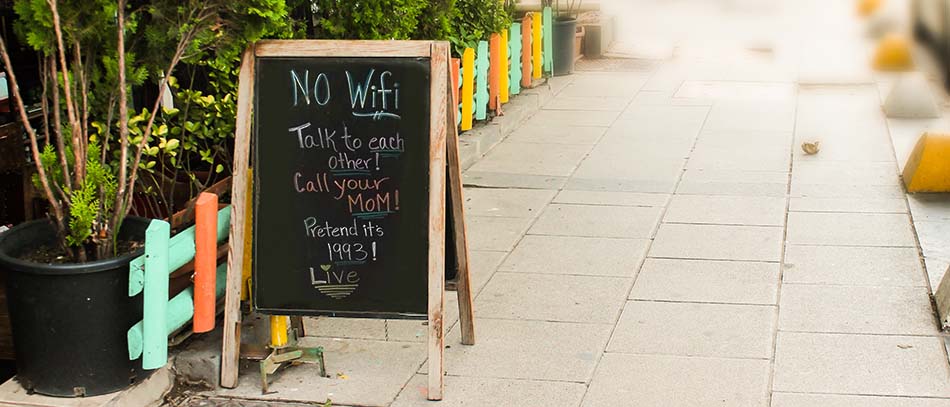 No WiFi social chalkboard sign