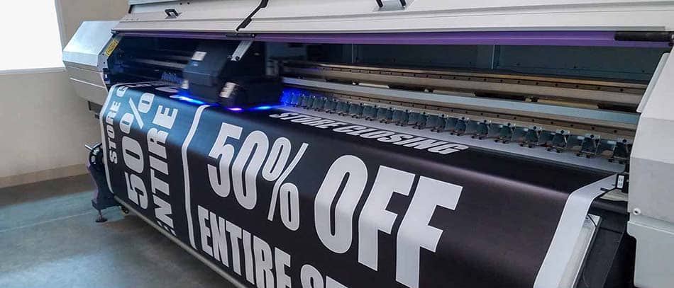 50% off black background vinyl banner printing