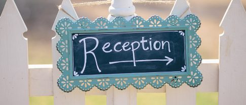 reception directional chalckboard hanging sign