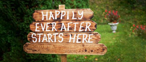 Happily ever after woody yard sign