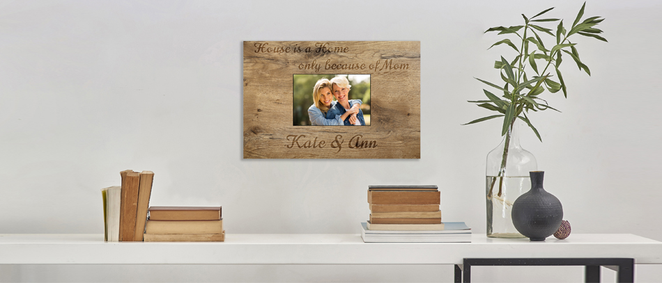 Kate & Ann wood frame home decor on wall