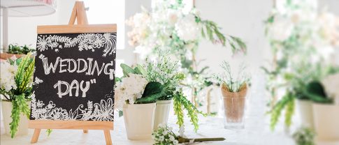 wedding chalkboard welcoming a-frame