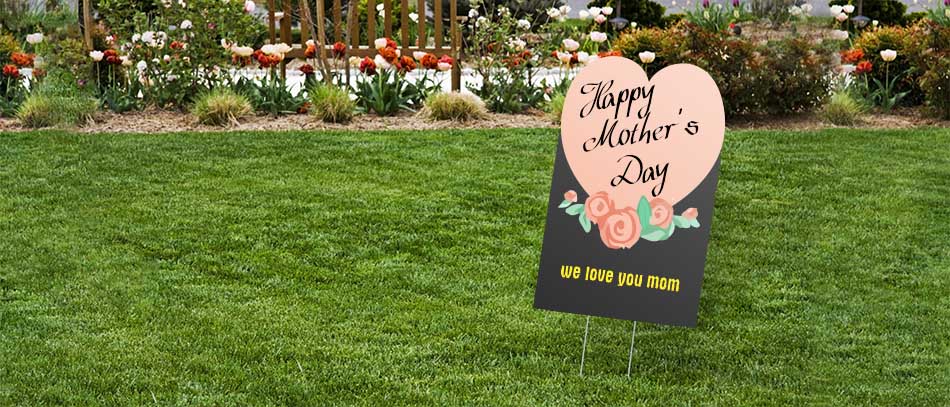 Happy Mother's Day heart shaped a-frame yard sign