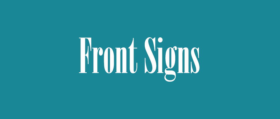 Front Signs Bodoni font