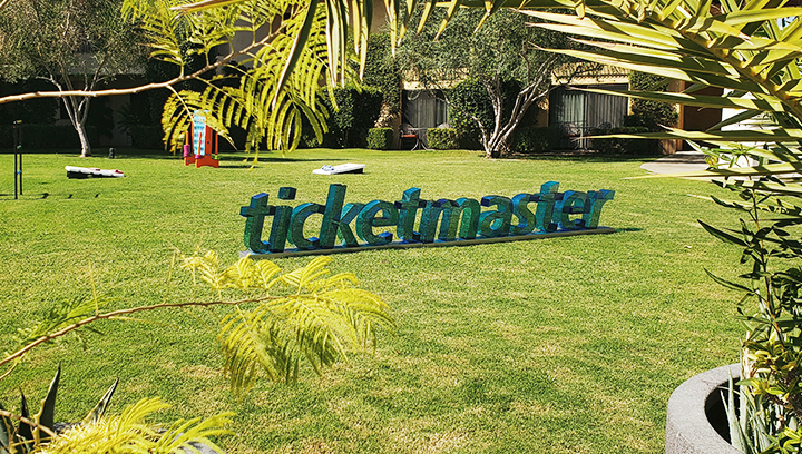 Ticketmaster 3d logo sign with clear transparency made of acrylic