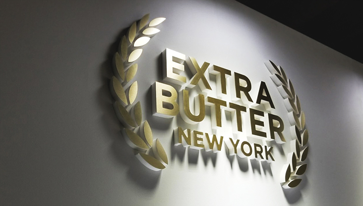 Extra Butter New York foam core 3d letter signs with a gold finish made of ultra board