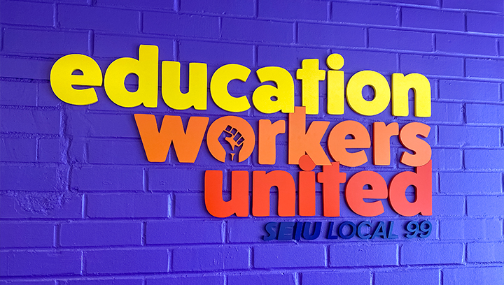 SEIU Education Workers United 3D dimensional letter signs made of acrylic