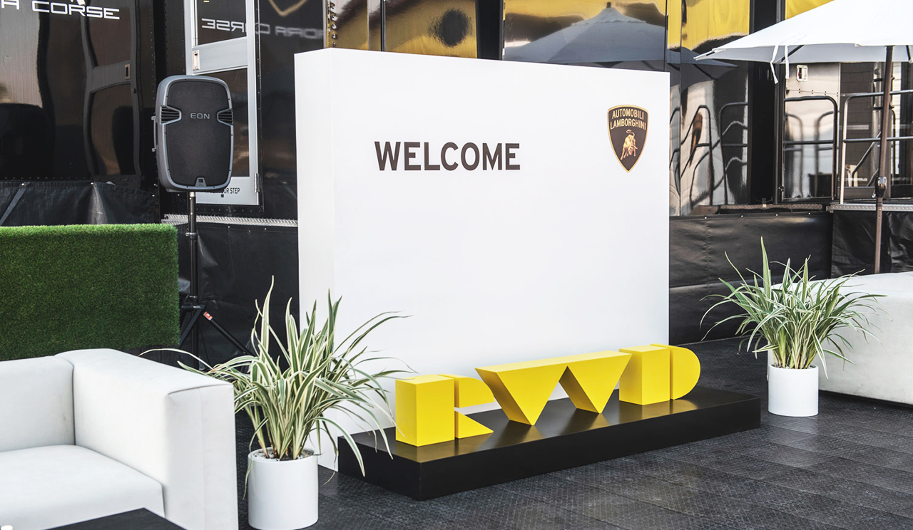Lamborghini 3D logo sign in the form of a custom event stand