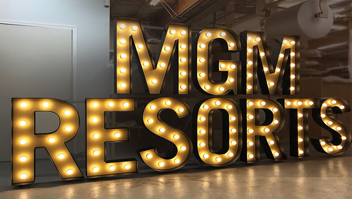 MGM Resorts 3d sign for businesses with large marquee letters made of aluminum