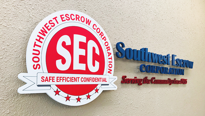 Southwest Escrow Corporation 3d sign made of acrylic displaying the company logo