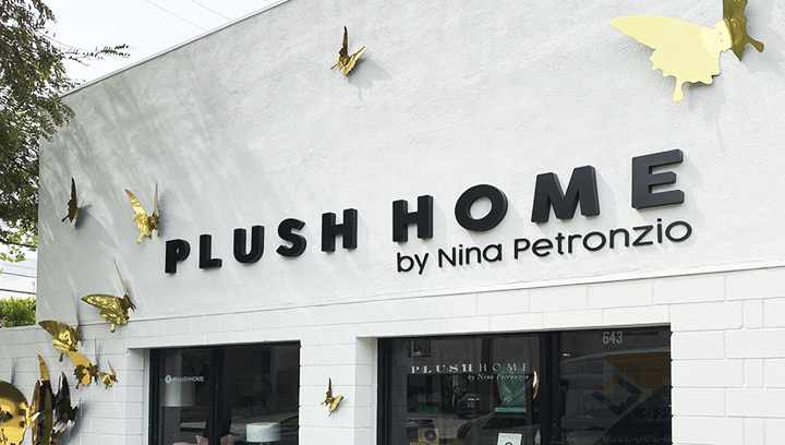 Plush home by Nina Petronzio 3d logo signs in black made of aluminum