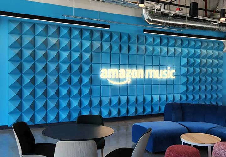 Amazon business light up sign made of acrylic and aluminum for interior wall branding