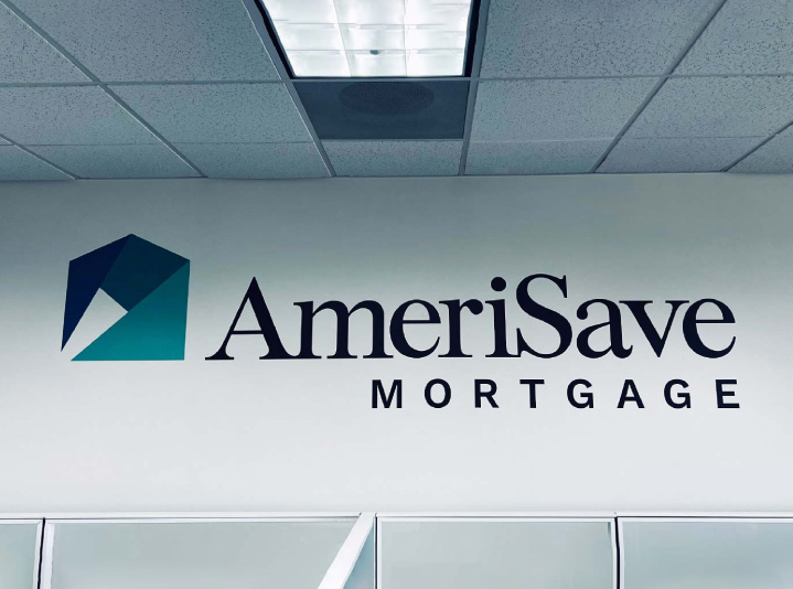 AmeriSave Mortgage custom vinyl lettering displaying the brand name made of opaque vinyl