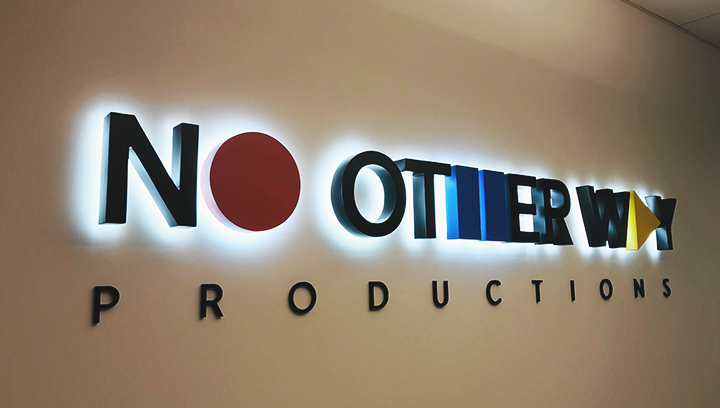 No Other Way Production light up sign for business made of acrylic and aluminum