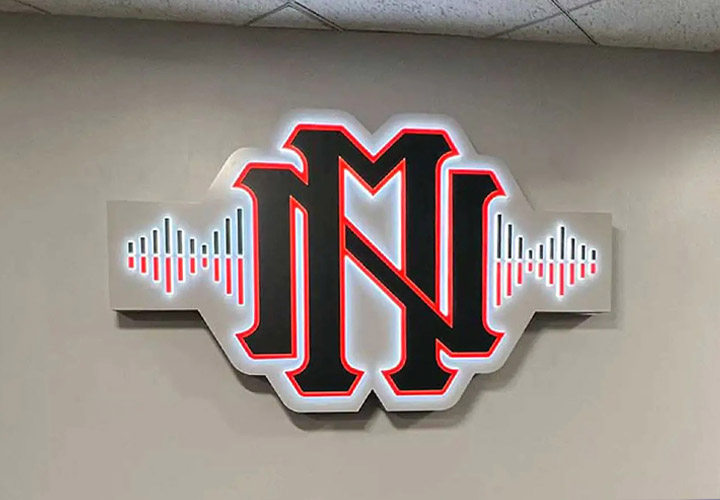 Metro Cities Fire Authority lighted sign in a custom shape made of aluminum and acrylic